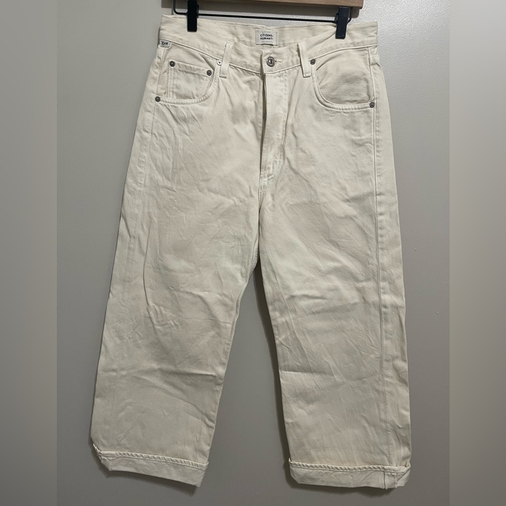 Citizens Of Humanity White Wide Leg Jeans
